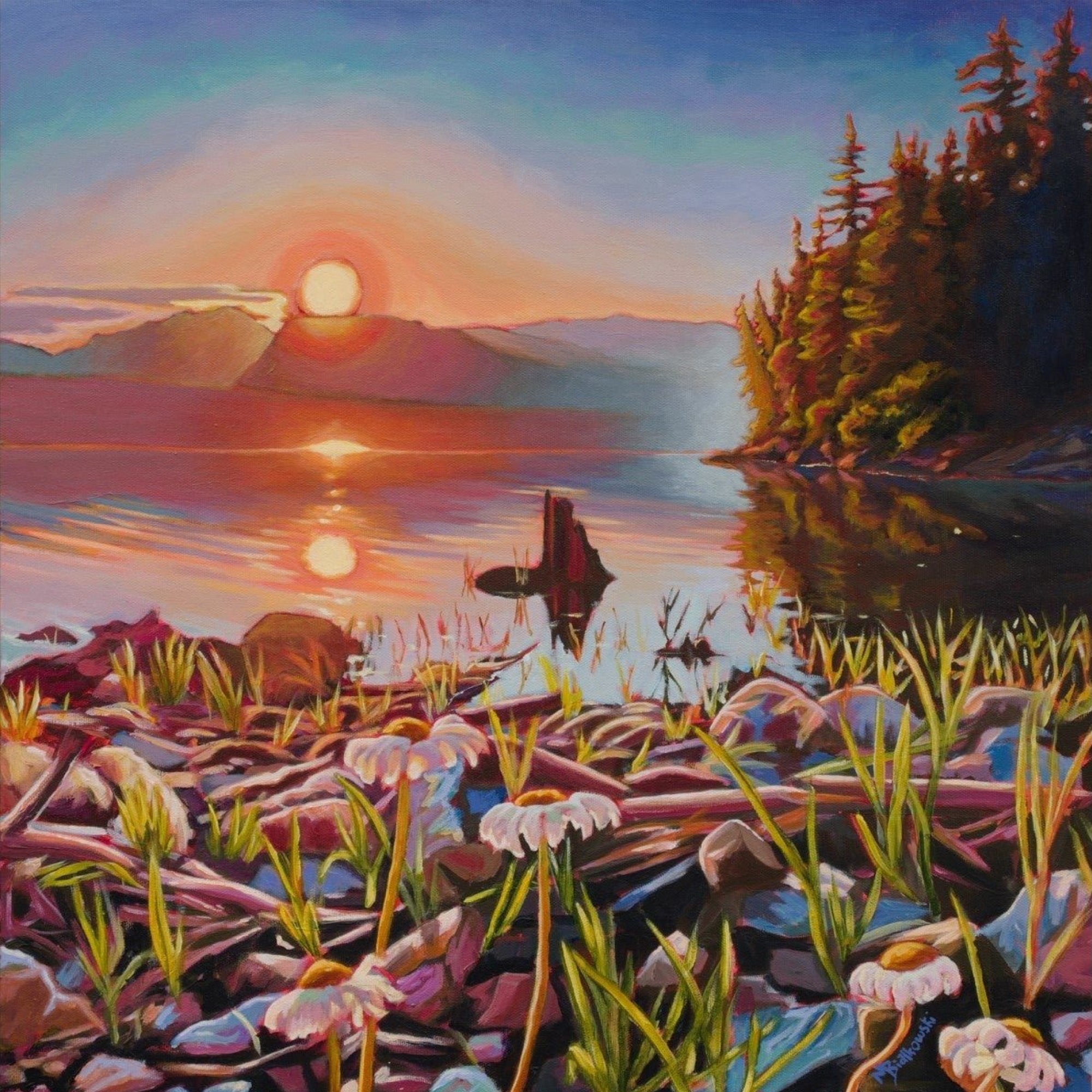 "Daisies on the Arrow" - Boxed Canvas
