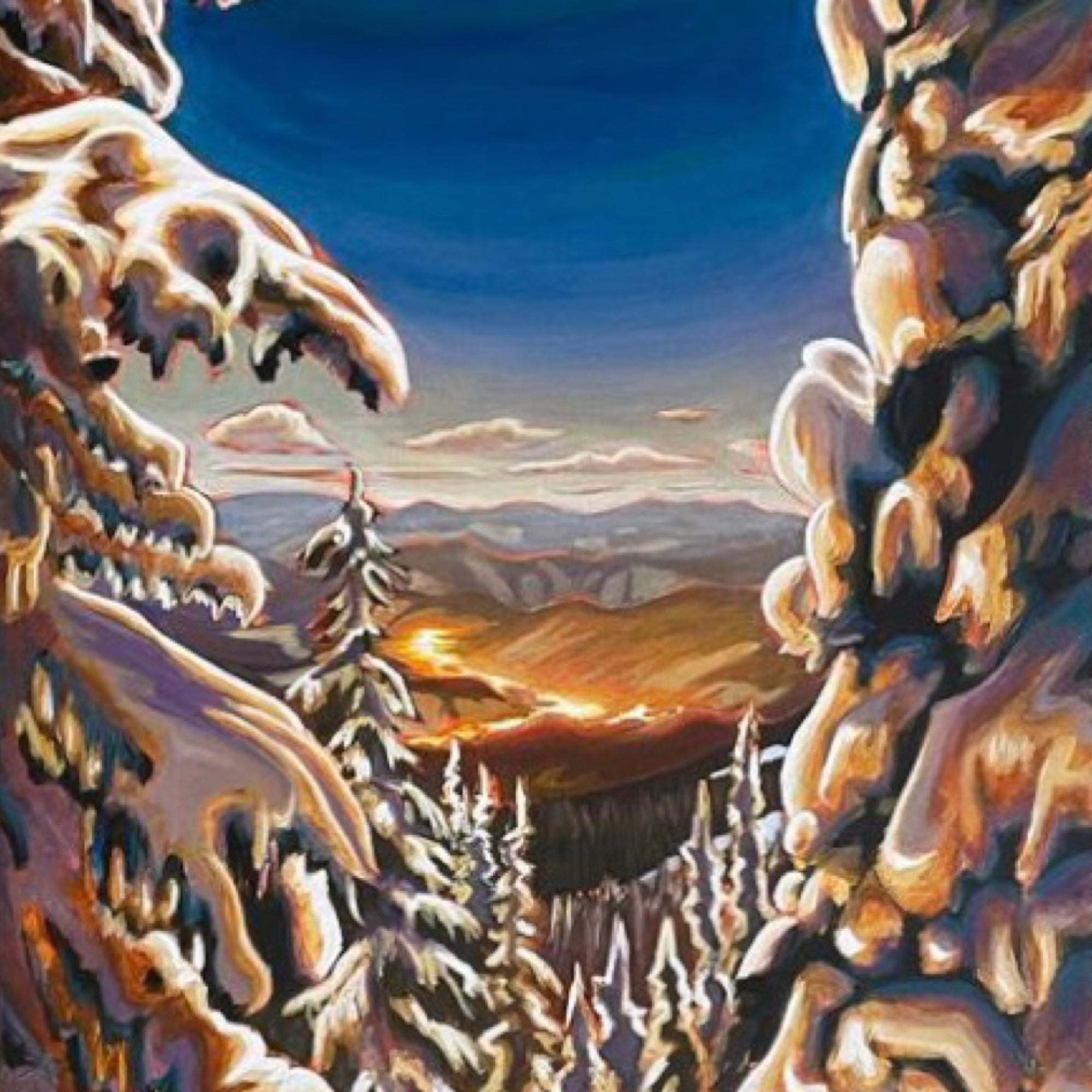"Ski Nights and City Lights" - Boxed Canvas